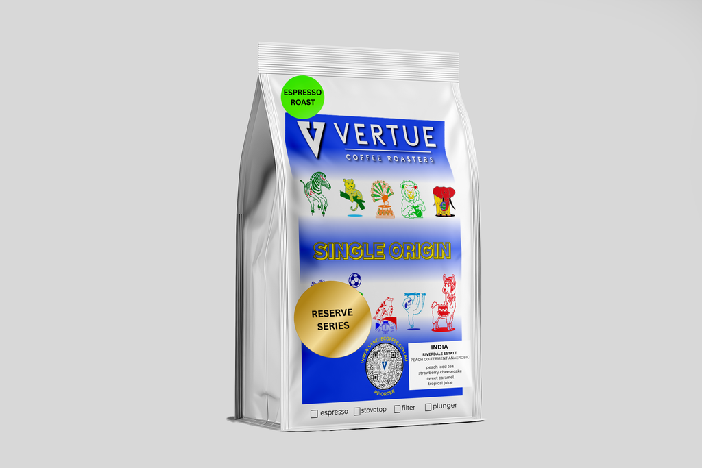 Photo of India Riverdale Estate PEACH Co-Ferment ESPRESSO Roast – Vertue Coffee Roasters